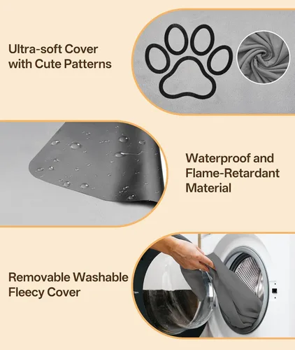 Vista 4 de Almohadilla térmica para mascotas para gatos y perros pequeños con 12 temperaturas ajustables, impermeable y resistente a las mordidas, almohadilla