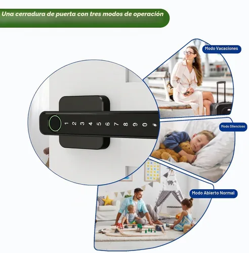 Vista 4 de Cerradura de puerta inteligente, perilla de puerta de huellas dactilares, perilla digital 5 en 1, aplicación/código de teclado/tarjetas IC/huellas