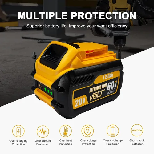 Vista 5 de DZEKO Batería de repuesto de 12 Ah para baterías Dewalt de 20 V/60 V Max compatible con DCB606 DCB609 DCB612 DCB200 DCB206 DCB207 paquetes