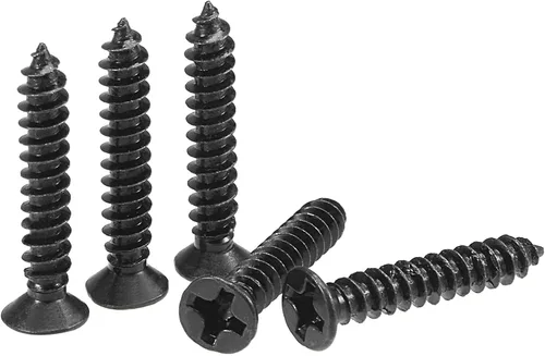 Vista 11 de uxcell Tornillos de madera M3 x 0.472 in Tornillos de cabeza plana Phillips de acero al carbono Autoperforantes Negro 200pcs