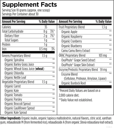 Vista 4 de Designs for Health EssentiaGreens and Reds (fresa kiwi, 30 porciones), superalimento vegano en polvo con espirulina, col rizada, manzana y más