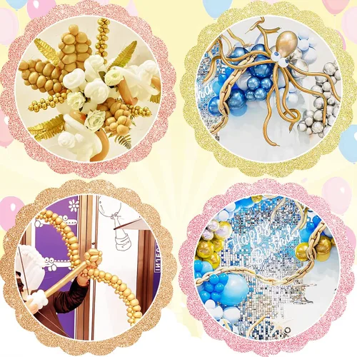 Vista 7 de 200 globos de 260 globos torcidos de 260 qt largos para globos, animales, bodas, cumpleaños, decoración de fiesta de Navidad (dorado)