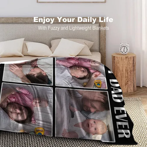 Vista 3 de Artsadd Manta personalizada para el Día del Padre, regalos para papá, manta personalizada con fotos, texto, mantas personalizadas con imagen