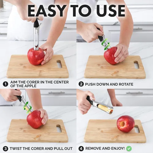 Vista 5 de Zulay Kitchen Herramienta Premium para Descorazonar Manzanas - Hojas Ultra Afiladas de Acero Inoxidable y Serradas para Descorazonar Fácilmente