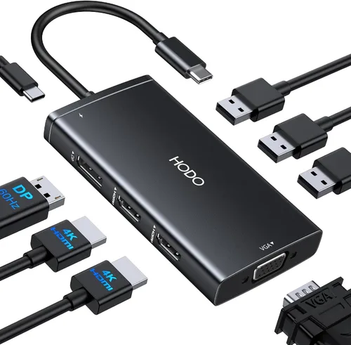 Vista 18 de Adaptador multipuerto USB-C para MacBook Air/Pro - Dongle HDMI 6 en 1 con puertos 4K, USB 3.0, lector de tarjetas SD/TF para MacBook M1/m2/m3/m4