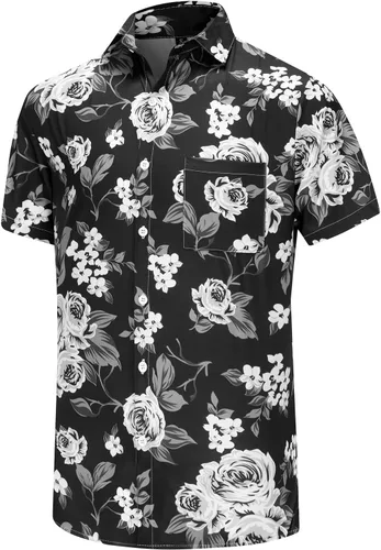Vista 193 de KYKU - Camisa hawaiana funky para hombre, ropa tropical para vacaciones en Palm Beach
