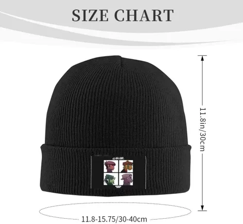 Vista 3 de Gorillaz Gorro de punto con estampado para hombres y mujeres, gorro de punto cálido, para exteriores e invierno