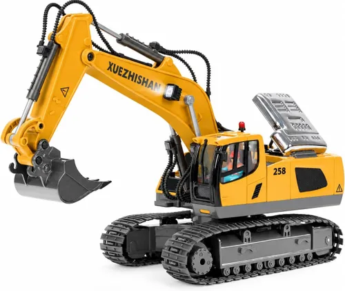 Vista 10 de KidsFaves Bulldozer RC con cuchilla de aleación, juguete de construcción de Amarillo
