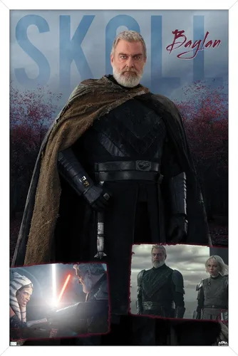 Vista 13 de Trends International Star Wars: Ahsoka - Póster de pared Baylan Skoll, 14.72 x 22.37 pulgadas, versión enmarcada de madera de granero