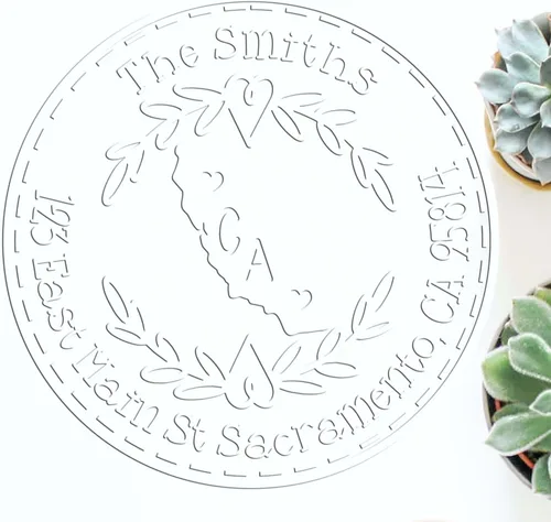 Vista 163 de Alabama State Wreath - Sello de sello de dirección personalizado para invitaciones de fiesta, tarjetas de vacaciones y decoración del hogar Sello