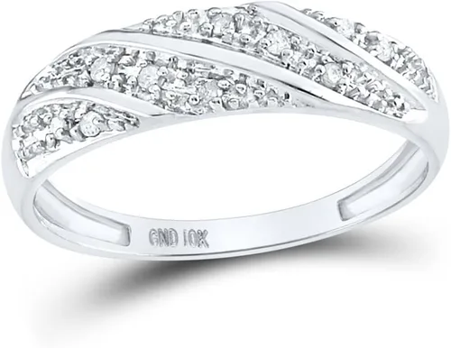 Vista 3 de Jewels By Lux Juego de anillos de oro blanco de 10 quilates para mujer y hombre, trío a juego para boda, compromiso, novia, para él y para ella, 14