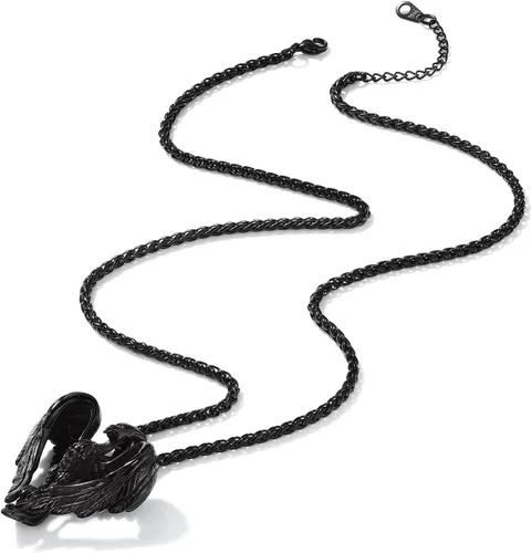 Vista 6 de Richsteel Phoenix/Wolf/Rock Hand/Skeleton Necklace for Men Phoenix Negro