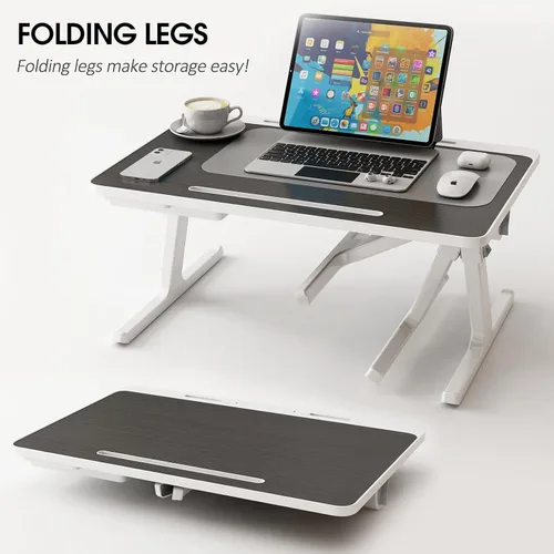 Vista 8 de Escritorio para computadora portátil para cama, escritorio de regazo ajustable, bandejas para comer y escribir, soporte portátil para computadora