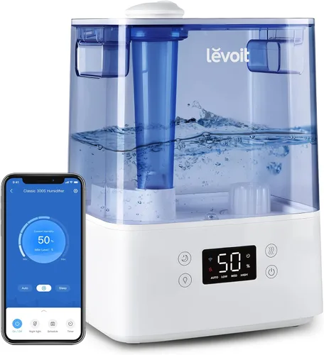 Vista 3 de LEVOIT Humidificadores, azul y humidificadores para dormitorio, habitación grande, 6L, niebla cálida y fría para plantas familiares con sensor