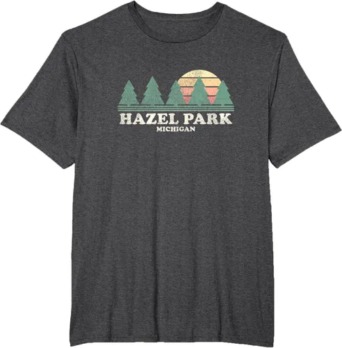 Vista 18 de Hazel Park MI - Camiseta vintage con diseño retro de los años 70, Azul / Patchwork, S