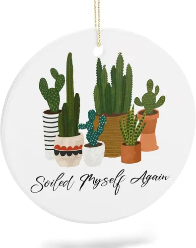 Vista 10 de Adornos de plantas para árbol de Navidad, decoración de Navidad de señora de plantas locas, bonitos y divertidos adornos de cerámica para amantes