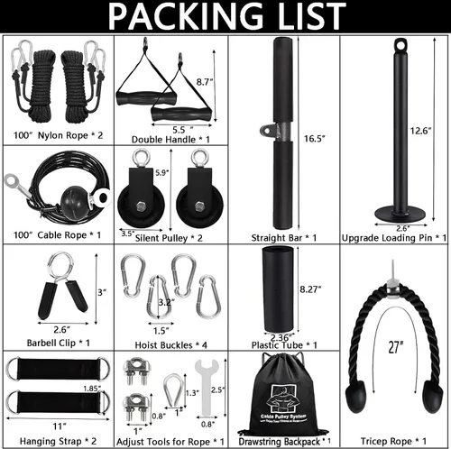 Vista 2 de Sistema de polea de cable de peso, accesorios de polea de entrenamiento LAT y elevación para gimnasio, sistema de polea de entrenamiento de tríceps