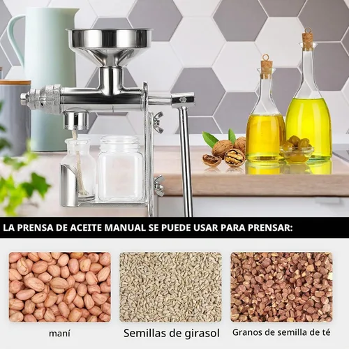Vista 2 de CGOLDENWALL Máquina de prensa de aceite manual Extractor de prensa de aceite de semilla para el hogar Expulsor de aceite de nueces de cacahuete