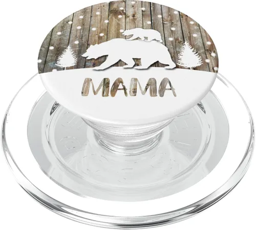 Vista 7 de Mama Bear 1 Cub Pop Socket Mom Xmas Regalo Madera Fondo – PopSockets Grip y soporte para teléfonos y tabletas