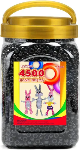 Vista 31 de IOOLEEM Cuentas de pony (2000 piezas, cuentas de pony negras), cuentas para hacer joyas, cuentas para manualidades, suministros para ensartar Negro