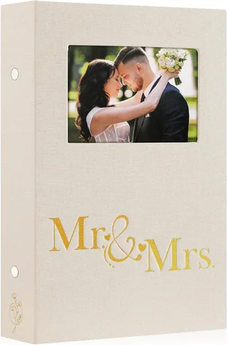 Vista 8 de Lanpn Álbum de fotos de boda de 4 x 6 pulgadas, 2 paquetes, cada paquete tiene capacidad para 50 imágenes, mini álbumes de fotos de boda