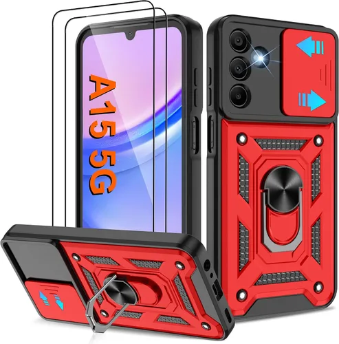 Vista 11 de Funda para Galaxy A13-4G, Samsung Galaxy A13 4G con protector de pantalla HD, resistente a prueba de golpes con soporte de rotación de 360°