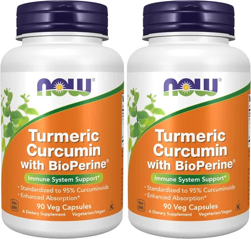 Vista 9 de Now Supplements, curcumina de cúrcuma con BioPerine, apoyo al sistema inmunológico, estandarizado al 95% de curcuminoides, absorción mejorada*, 90