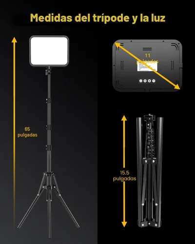 Vista 5 de UBeesize - Pack de 2 luces de video LED, luces de estudio para fotografía regulables de 3000-6500K con soporte para trípode y soporte para teléfono