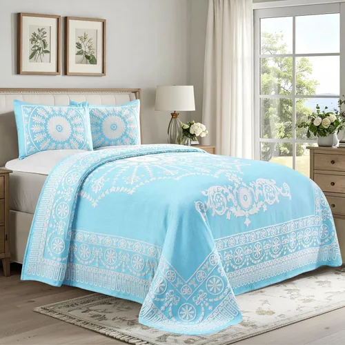 Vista 22 de Superior Juego de colcha de mezcla de algodón de 2 piezas, manta ligera, 1 funda de almohada a juego, ropa de cama a medida, dormitorio tradicional
