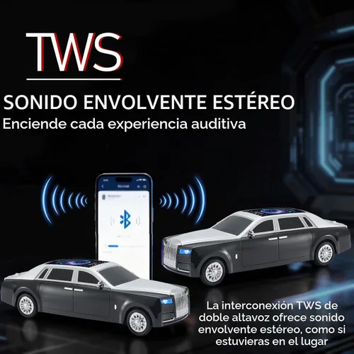 Vista 2 de Altavoz Bluetooth de lujo para automóvil con luz ambiental LED, efecto de sonido HD, salida multipuerto, altavoz Bluetooth con radio FM, regalo