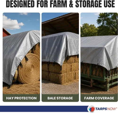 Vista 4 de Tarps Now Lona de heno impermeable resistente de 25 x 33 pies Cubierta de lona de polietileno multiusos de 12 mil Ojales de latón #2