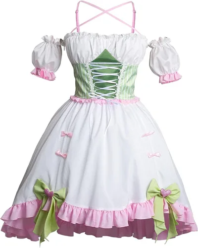 Vista 2 de Demon Slayer Kanroji Mitsuri Cosplay Lolita Trajes Kimetsu no Yaiba Cosplay Disfraz de manga corta
