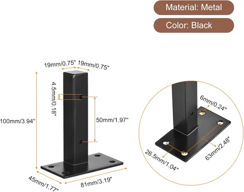Vista 2 de uxcell Soportes de estante flotantes, 2 soportes de metal industriales de 4 pulgadas para estantes montados en la pared, color negro