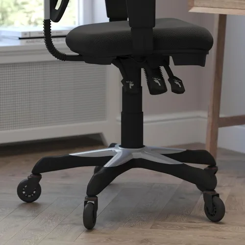 Vista 6 de Flash Furniture Nicholas Silla de oficina ergonómica giratoria ejecutiva multifunción de malla negra con brazos ajustables y ruedas de rodillo