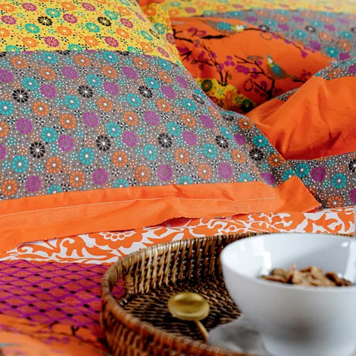 Vista 3 de Lush Decor Royal Empire - Juego de funda de edredón reversible de algodón, juego de 3 piezas Full/Queen, mandarina - Juego de ropa de cama a rayas