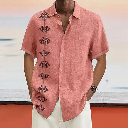 Vista 3 de Ymosrh Camisas casuales con botones para hombre, camisas de vestir casuales de verano, camisas de manga corta de color sólido para hombres, M-4XL