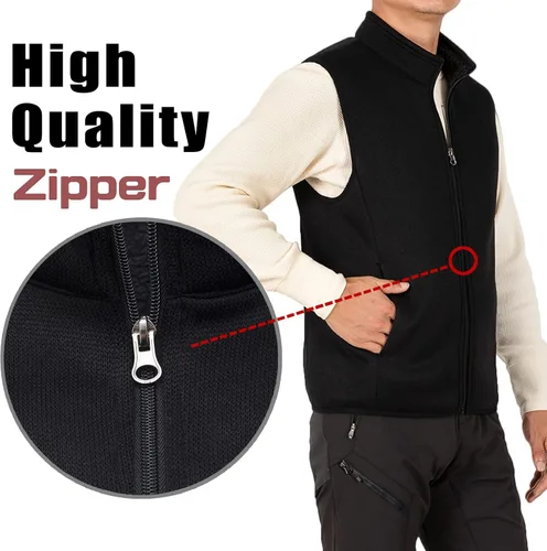 Vista 4 de Bonnroth - Chaleco de forro polar con cremallera completa para hombre, con cuello alto y bolsillo