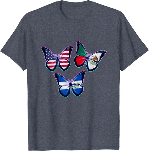 Vista 80 de Multiculti Heritage. Camiseta El Salvador México y Estados Unidos