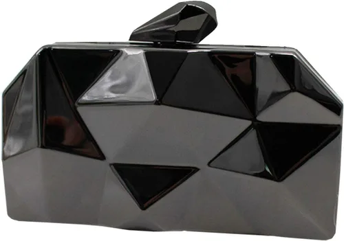 Vista 16 de Reberomantic - Bolso de mano para mujer con patrón de celosía, geométrico, con cadena, tipo clutch para la noche