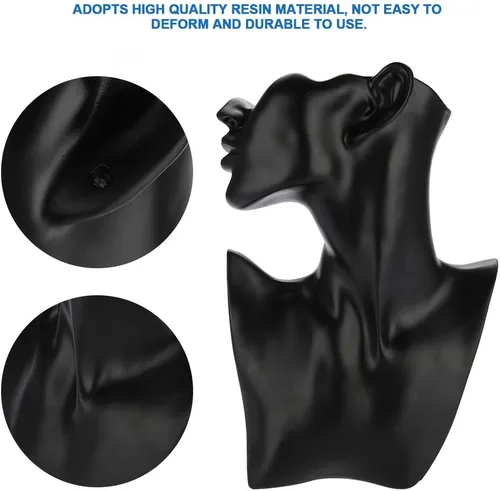 Vista 5 de Exhibición de joyería de maniquí, soporte para aretes de collar, soporte de exhibición de busto de maniquí para colgantes, estante de exhibición