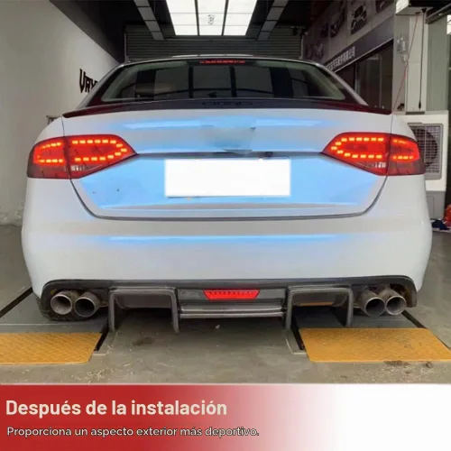 Vista 2 de Difusor de parachoques trasero de fibra de carbono para Audi S4 B8 2008-2012 Cubierta de parachoques trasero de borde inferior Protector de cenefa