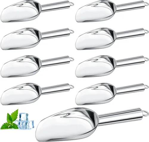 Vista 8 de Zhehao 8 cucharas de hielo de metal de acero inoxidable de 6 onzas para máquina de hielo, cocina, congelador, bar, boda, fiesta, cucharas pequeñas