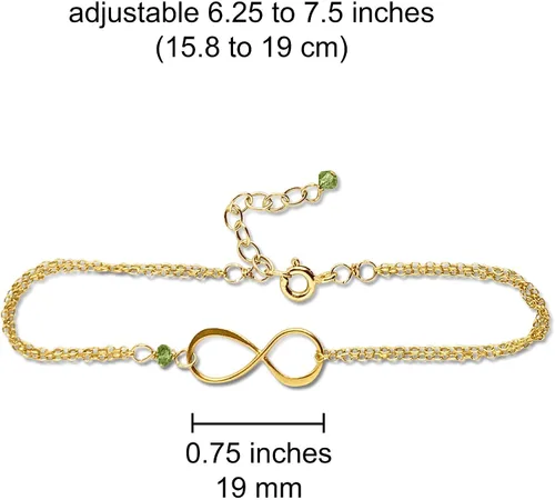 Vista 143 de Pulsera con dije de infinito con piedra natal, joyería hecha a mano, regalo para ella