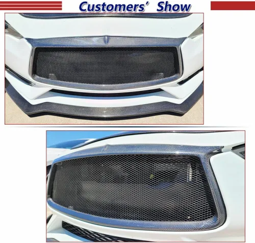 Vista 2 de Rejilla frontal de fibra de carbono real para Infiniti Q60 Coupé 2 puertas Parrilla