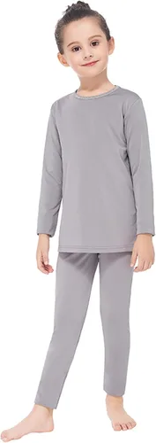 Vista 8 de MANCYFIT Conjunto de ropa interior térmica para niñas, con forro polar largo, capa base ultra suave Rosa bebé
