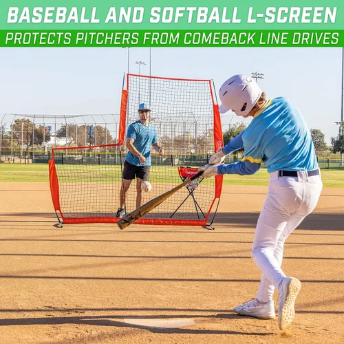 Vista 2 de Redes de lanzamiento de béisbol y sóftbol GoSports - Pantalla L o pantalla I - Red de protección del lanzador