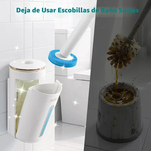 Vista 2 de AIR U+ Cepillo Desechable para Inodoro, Sistema de Limpieza de Cuenco de Inodoro con 24 Recargas de Varilla, Kit Inicial de Cepillo Limpio con 1