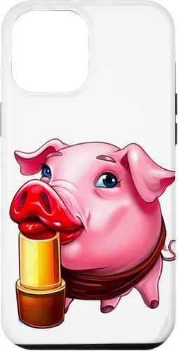 Vista 26 de Funda para iPhone 17 con lápiz labial para niñas en un cerdo