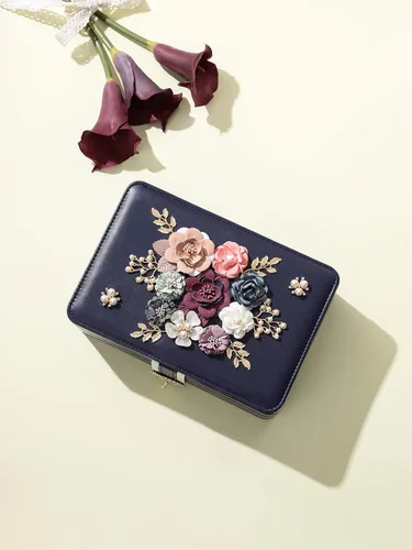 Vista 2 de AOSIFIEL Joyero y organizador para mujeres, adolescentes, niños, aretes, joyero con colgador de collar, caja de joyería de pie de piel sintética