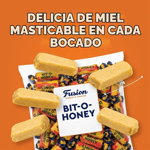 Vista 5 de Caramelos de miel – Bolsa a granel de 1 libra – Caramelo retro envuelto individualmente – Taffy real de miel y almendra (aproximadamente 65 piezas)